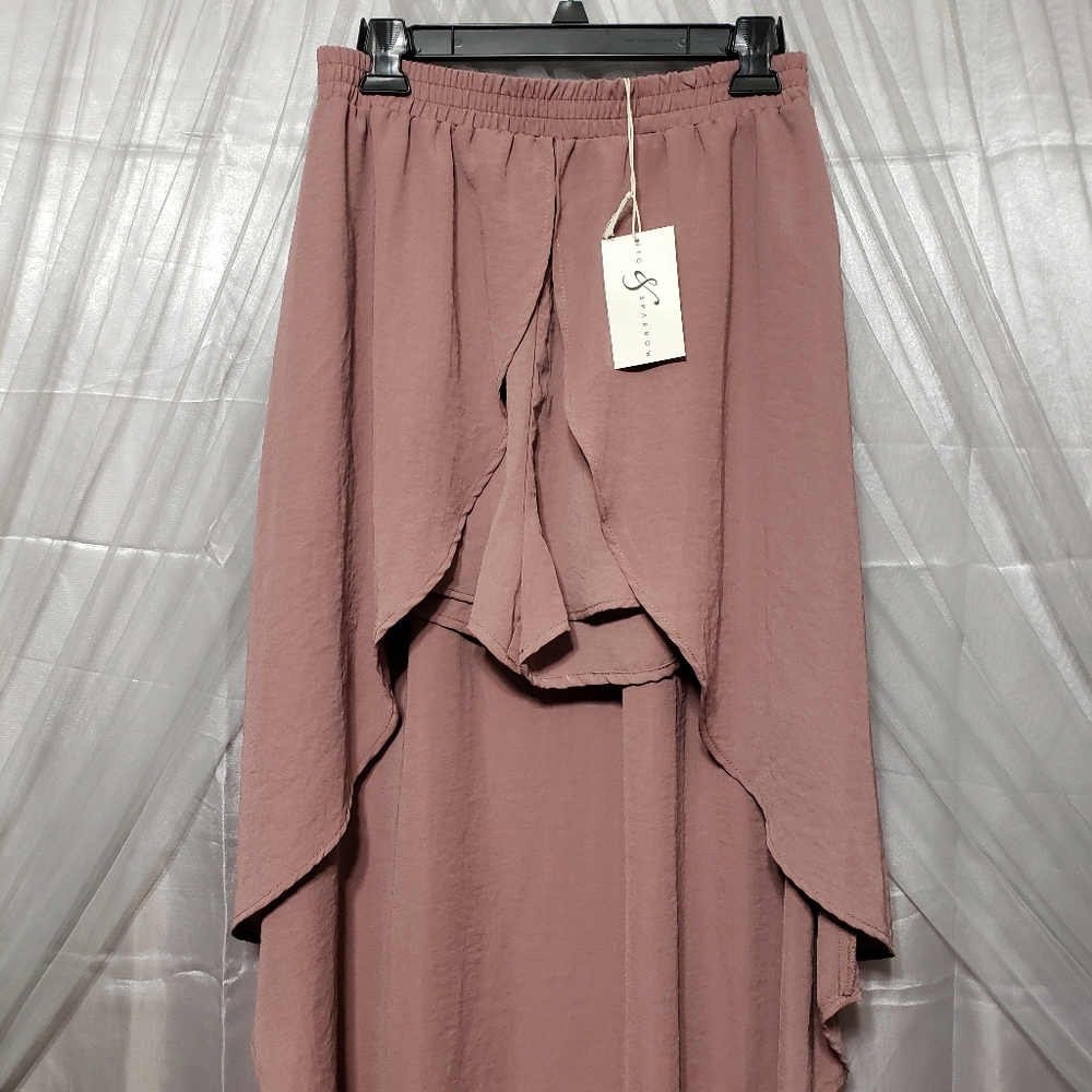 First Love NWT Sz L Overlay Dress Shorts MaxiSkirt - Picture 5 of 10